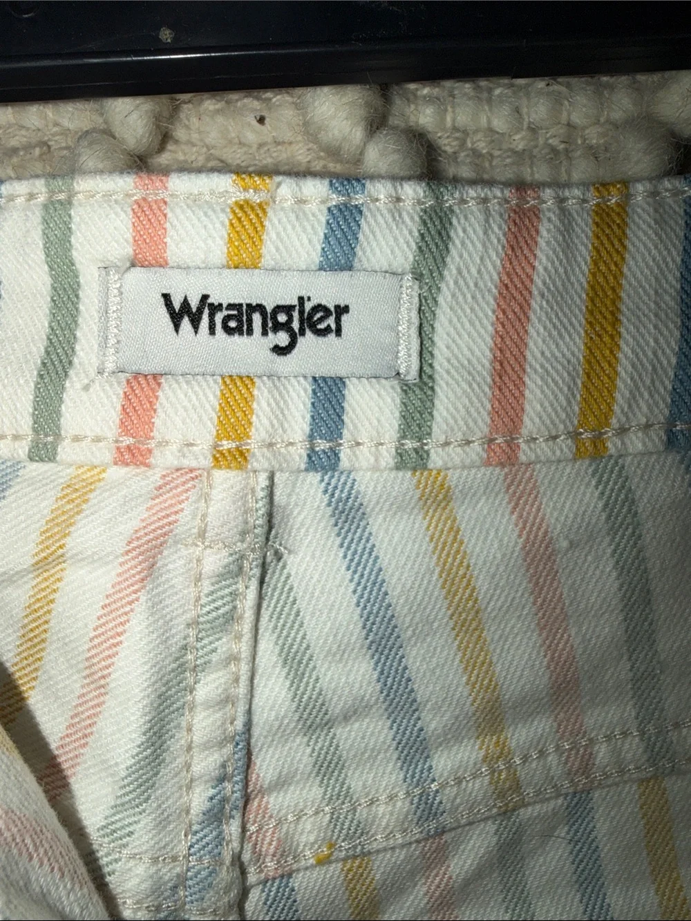 Wrangler White Multi-Color Vertical Stripe Jean Shorts